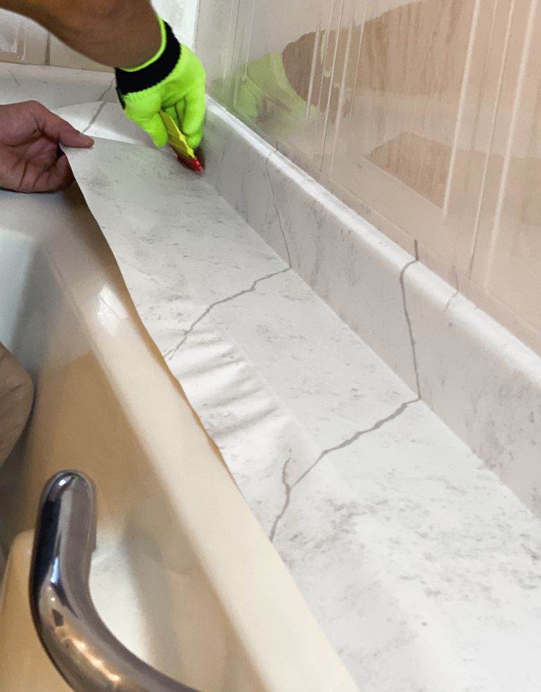 Adesivo para Piso Mármore Branco Marquina Matte