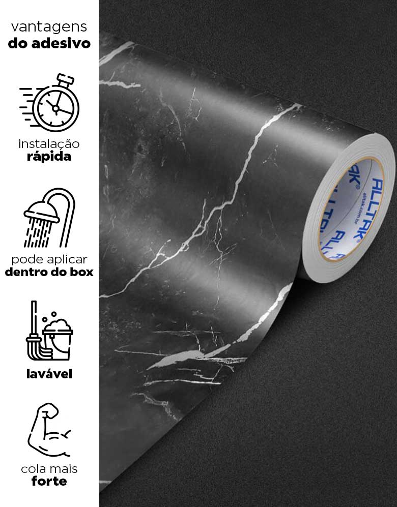 Adesivo para Chão Mármore Grigio Brilho