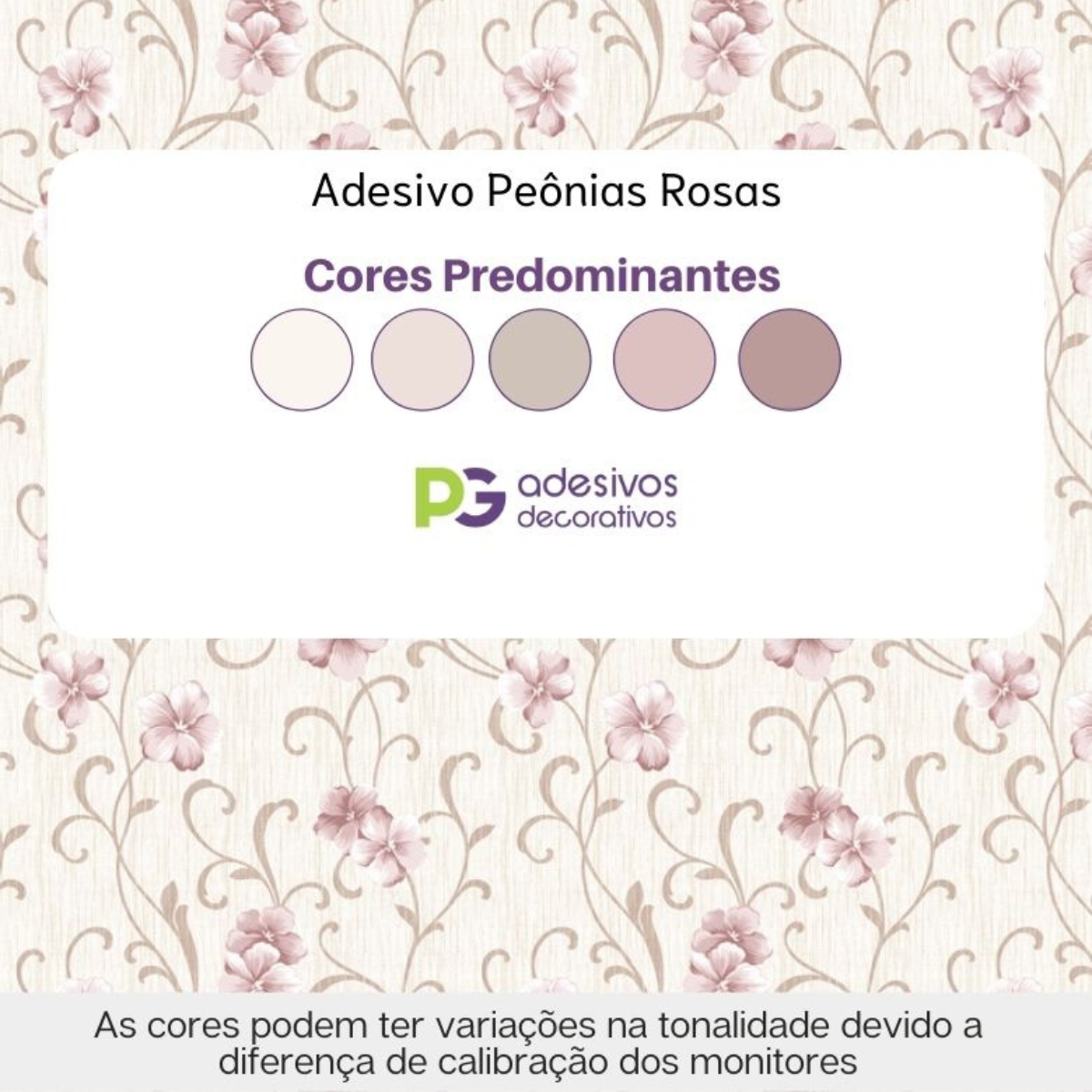KIT DE 7 ROLOS - 1,00m x 50cm - Papel de Parede Adesivo Flores Peônias Rosas
