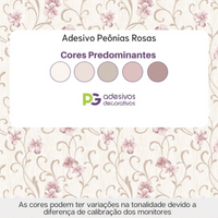 KIT DE 7 ROLOS - 1,00m x 50cm - Papel de Parede Adesivo Flores Peônias Rosas