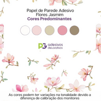 KIT DE 5 ROLOS - 3,00m x 50cm - Papel de Parede Adesivo Flores Jasmim