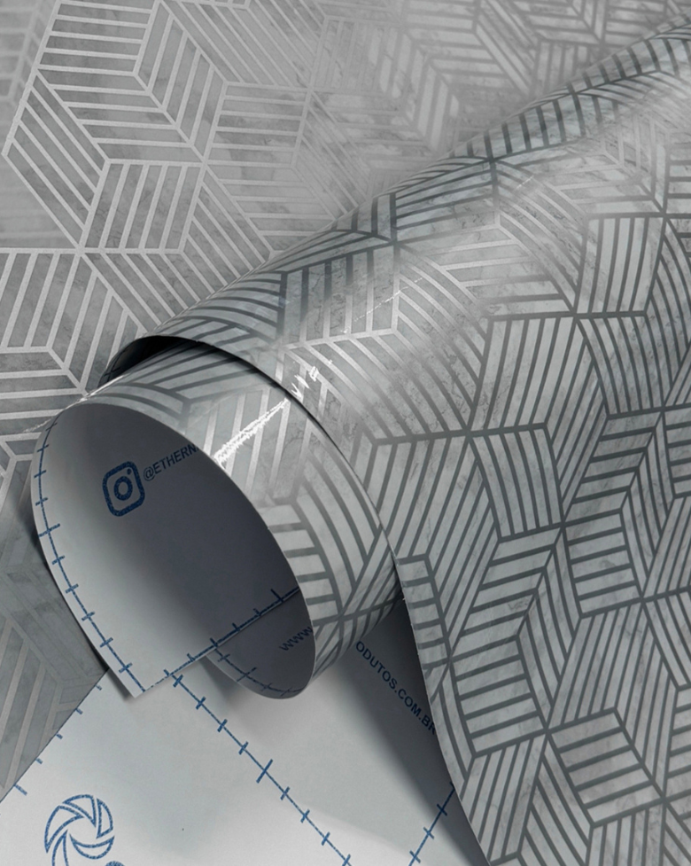 Revestimento Adesivo Mármore Geométrico Prata