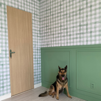 Papel de Parede Adesivo Xadrez Vichy Aquarela Verde Menta