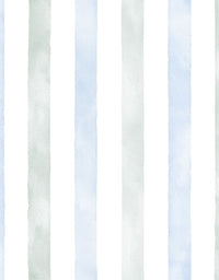 Papel de Parede Adesivo Listrado Aquarela Azul e Verde