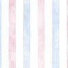 Papel de Parede Adesivo Listrado Aquarela Azul e Rosa