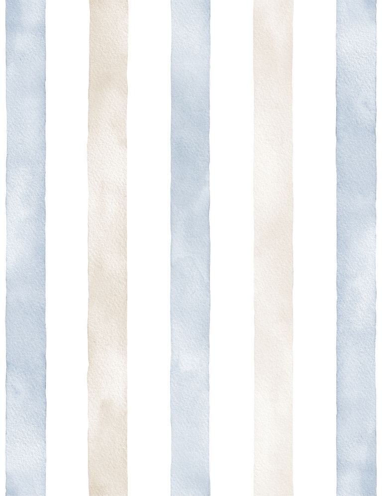 Papel de Parede Adesivo Listrado Aquarela Azul e Nude