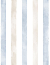 Papel de Parede Adesivo Listrado Aquarela Azul e Nude