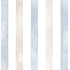 Papel de Parede Adesivo Listrado Aquarela Azul e Nude