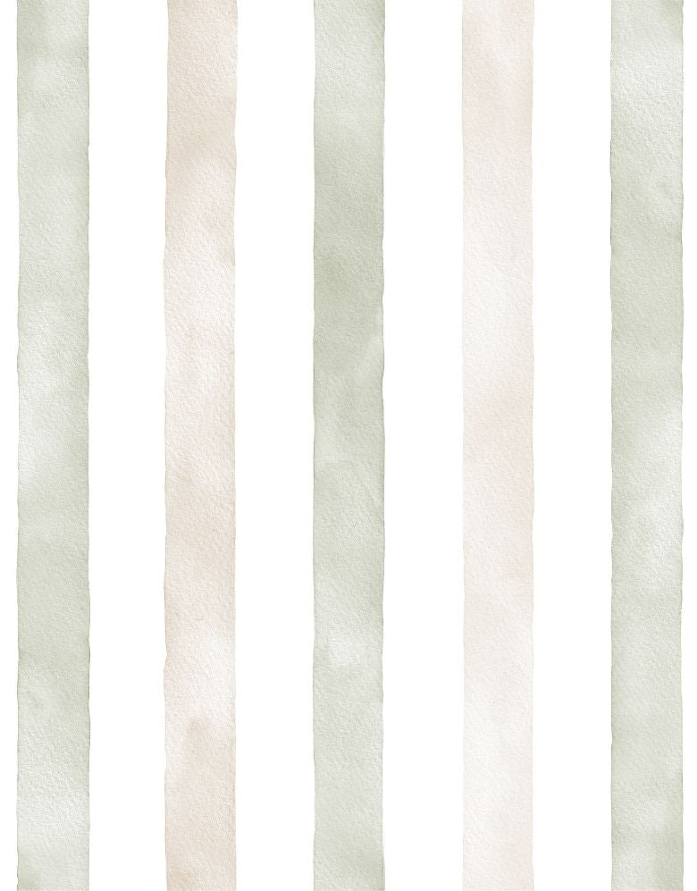 Papel de Parede Adesivo Listrado Aquarela Nude e Verde