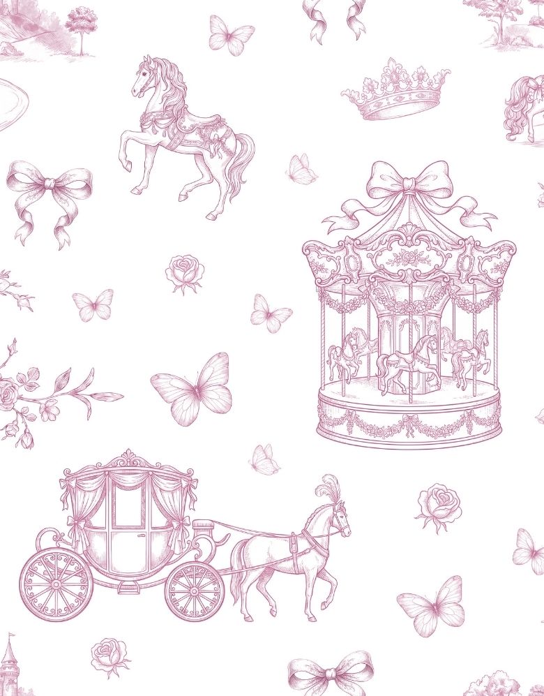 Papel de Parede Adesivo Encantado Carrossel Rosa