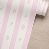 Papel de Parede Adesivo Floral Rosa Listrado Provençal