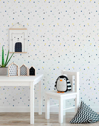 KIT DE 3 ROLOS - 3,00m x 50cm - Papel de Parede Adesivo Triângulos Baby