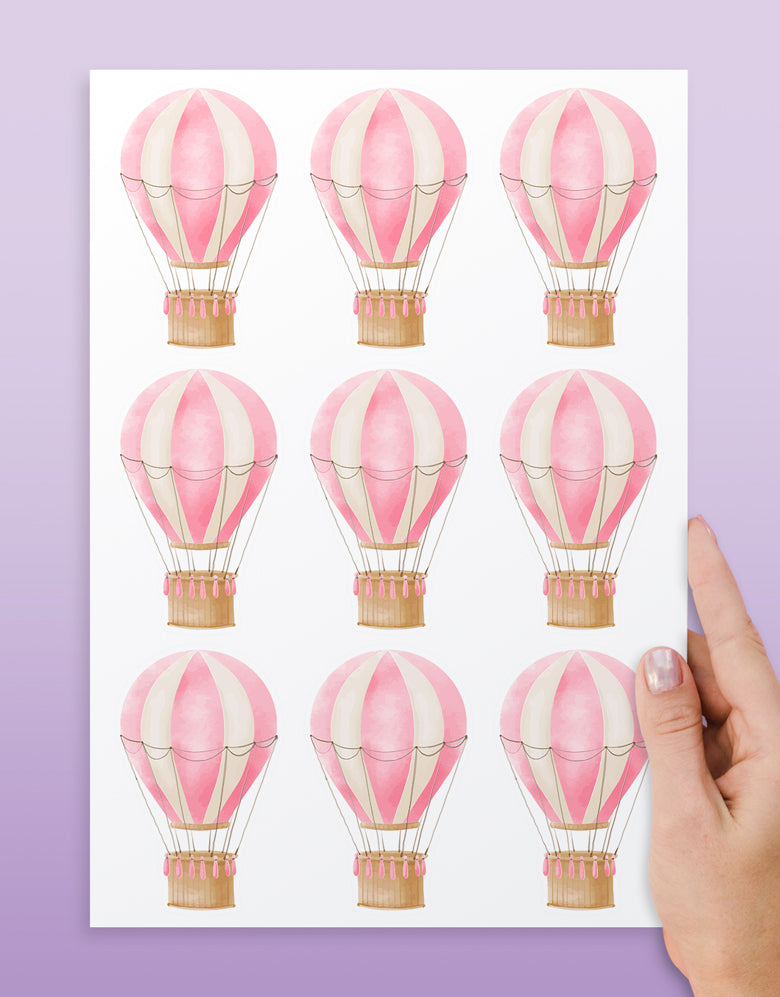 Cartela Adesiva Mini Balões Aquarela Rosa