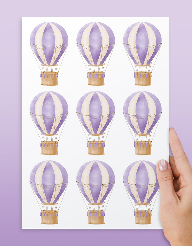 Cartela Adesiva Mini Balões Aquarela Lilás