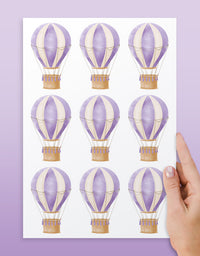 Cartela Adesiva Mini Balões Aquarela Lilás