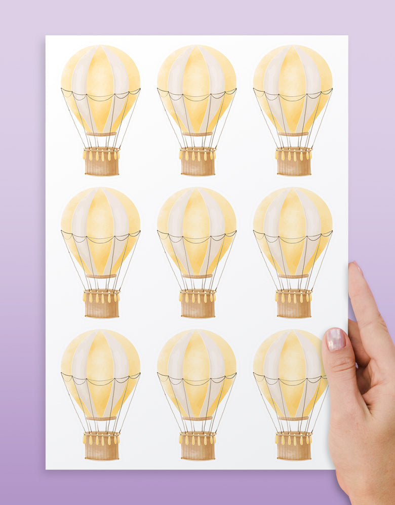 Cartela Adesiva Mini Balões Aquarela Amarelo