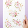 Cartela Adesiva Floral Rosa Aquarela