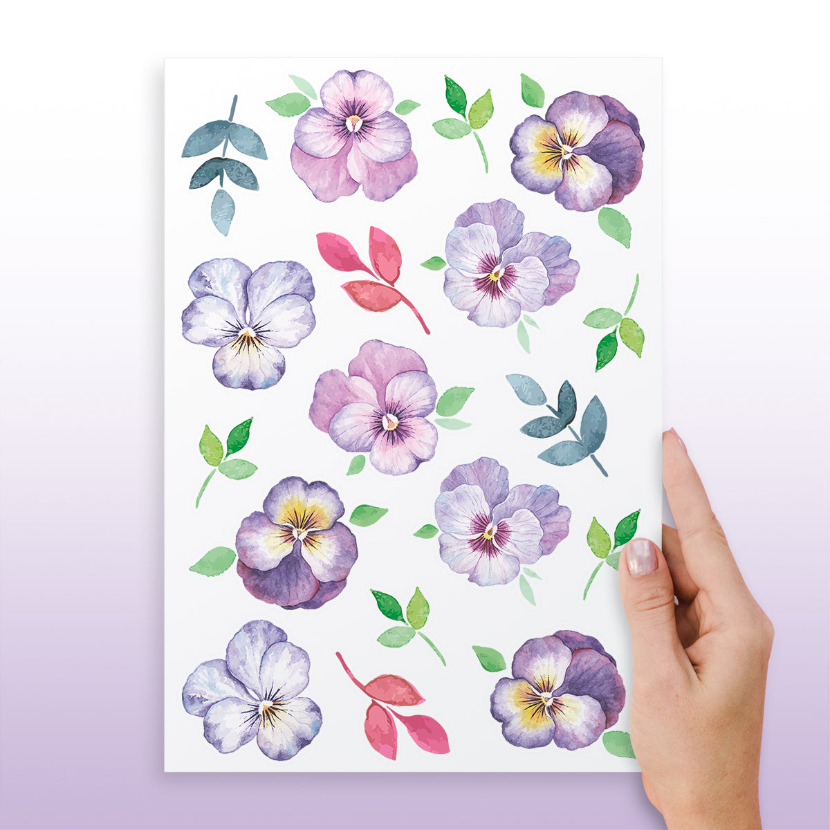 Cartela Adesiva Floral Amor Perfeito