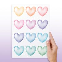 Cartela Adesiva Coração Aquarelado