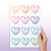Cartela Adesiva Coração Aquarelado