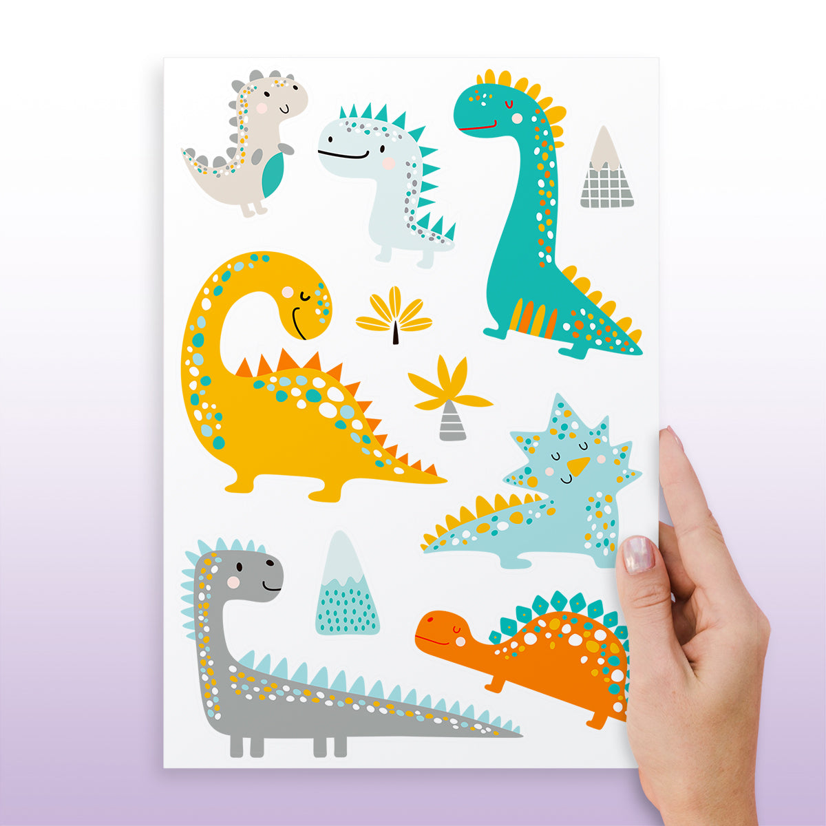 Cartela Adesiva Dinos Coloridos