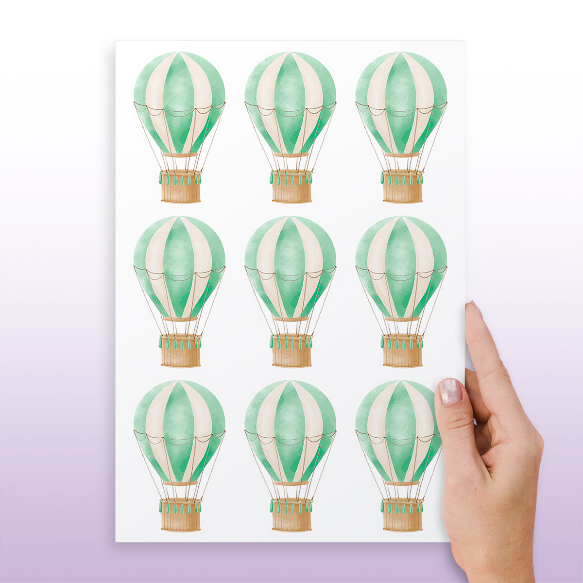 Cartela Adesiva Mini Balões Aquarela Verde Menta