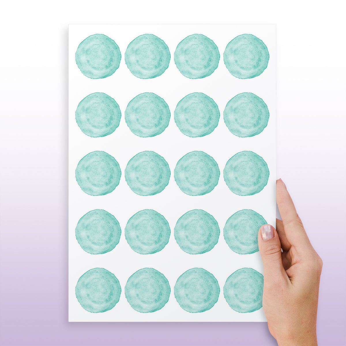 Cartela Adesiva Bolinhas Aquarela Oceano