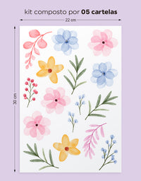 Cartela Adesiva Flores Delicadas Coloridas