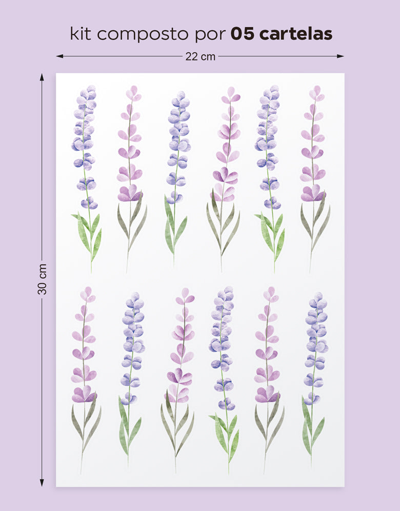 Cartela Adesiva Raminhos de Lavanda