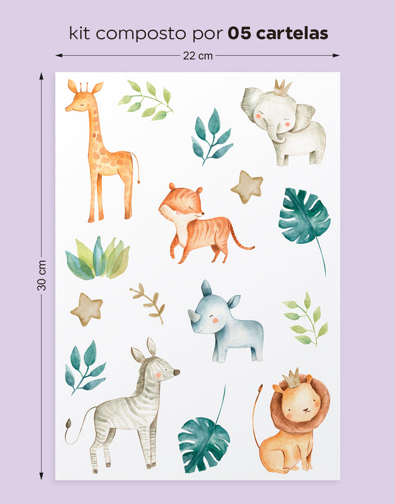 Cartela Adesiva Safari Aquarela