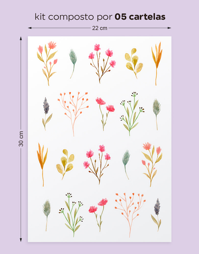 Cartela Adesiva Raminhos Floridos