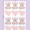 Cartela Adesiva Ursinhos e Corações Rosa