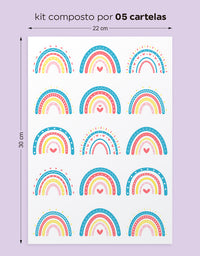 Cartela Adesiva Arco-Íris Colorido