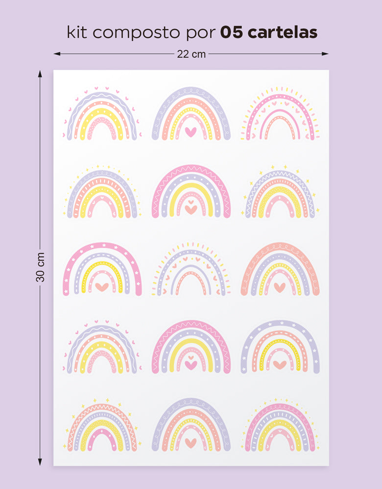 Cartela Adesiva Arco-Íris Candy
