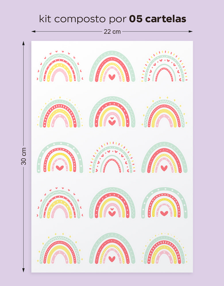 Cartela Adesiva Arco-Íris Menta