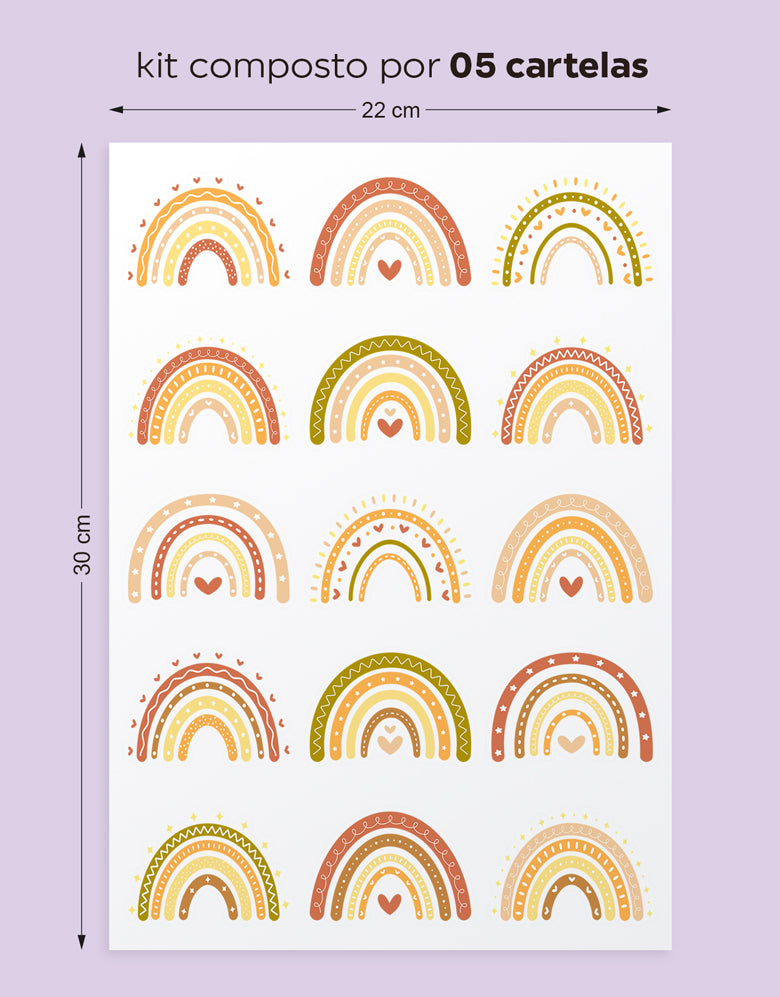 Cartela Adesiva Arco-Íris Boho Chic