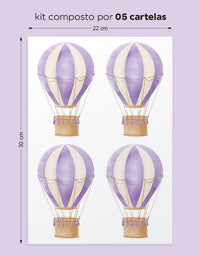 Cartela Adesiva Balões Aquarela Lilás