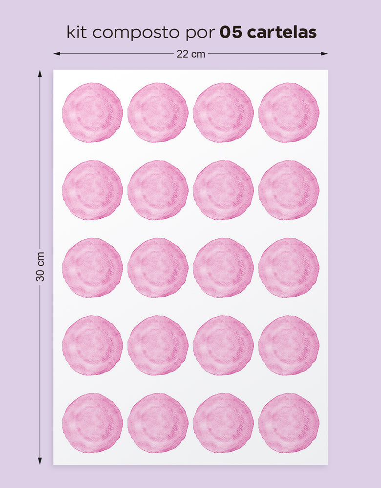 Cartela Adesiva Bolinhas Aquarela Ternura