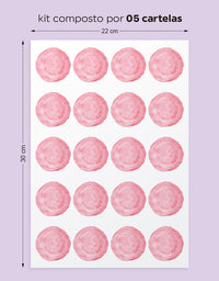 Cartela Adesiva Bolinhas Aquarela Rosa