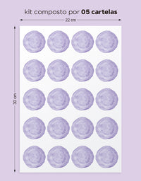 Cartela Adesiva Bolinhas Aquarela Lilás