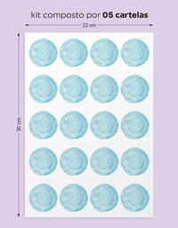 Cartela Adesiva Bolinhas Aquarela Azul Bebê