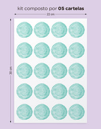 Cartela Adesiva Bolinhas Aquarela Oceano