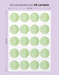 Cartela Adesiva Bolinhas Aquarela Verde Menta