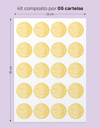 Cartela Adesiva Bolinhas Aquarela Amarelo