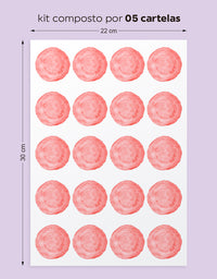 Cartela Adesiva Bolinhas Aquarela Cereja