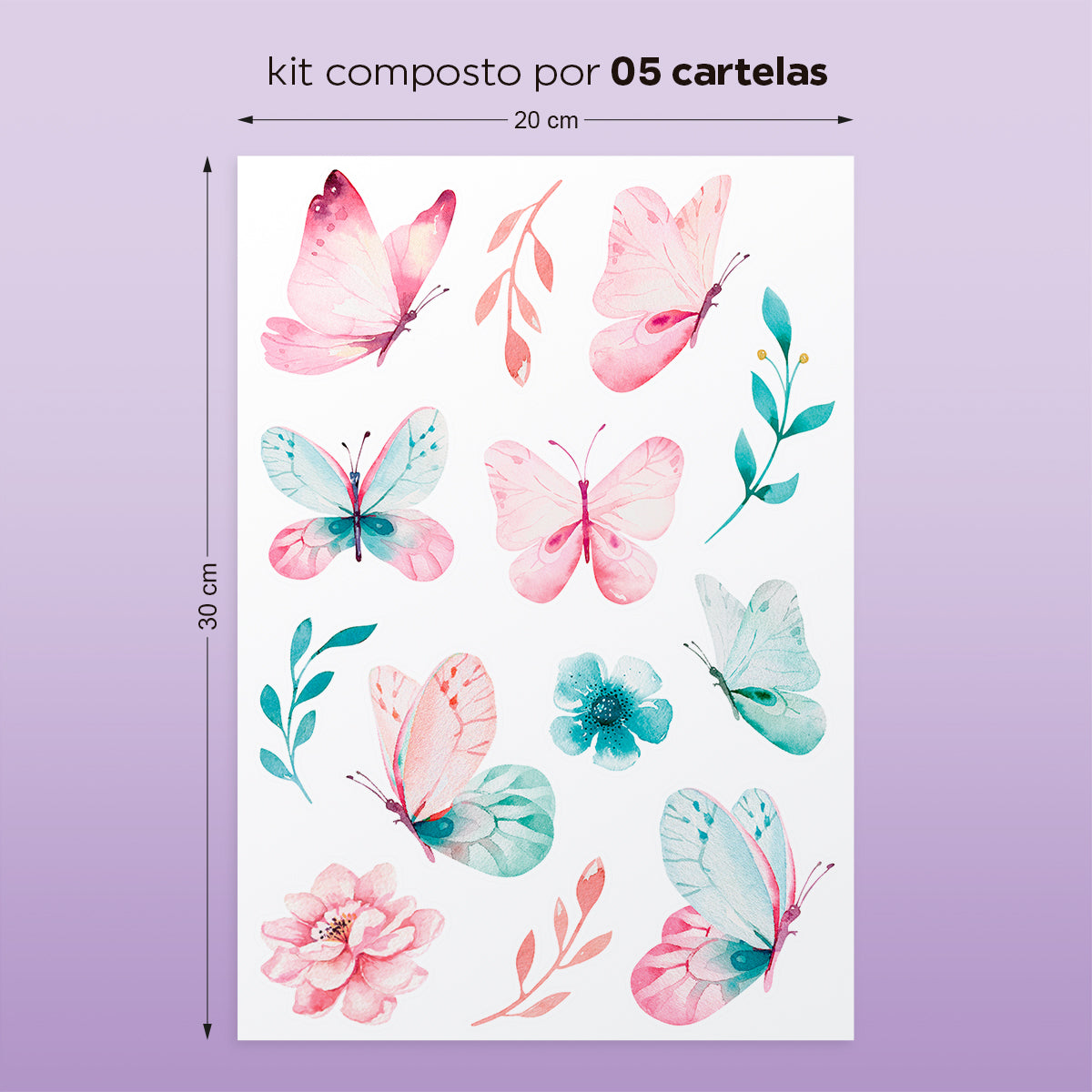 Cartela Adesiva Borboletas Encantadas