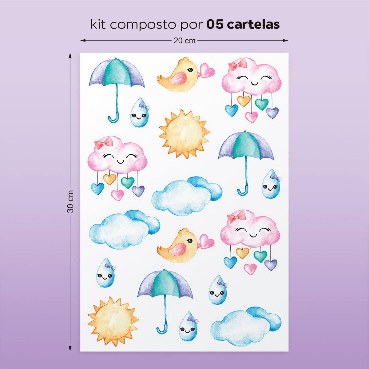 Cartela Adesiva Chuva de Amor