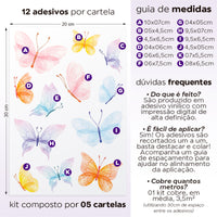 Cartela Adesiva Borboletas Aquareladas
