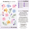 Cartela Adesiva Flores Delicadas Coloridas