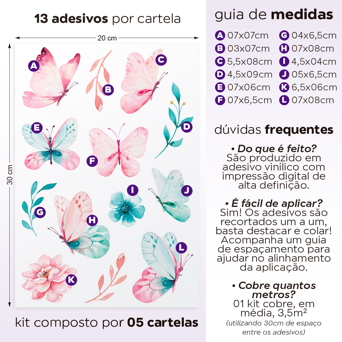 Cartela Adesiva Borboletas Encantadas